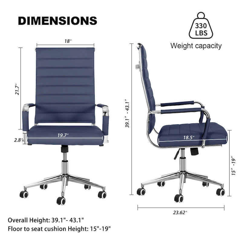 Chaise pivotante ergonomique en cuir PU côtelé marron/bleu/blanc/noir/gris, siège individuel