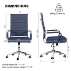 Chaise pivotante ergonomique en cuir PU côtelé marron/bleu/blanc/noir/gris, siège individuel