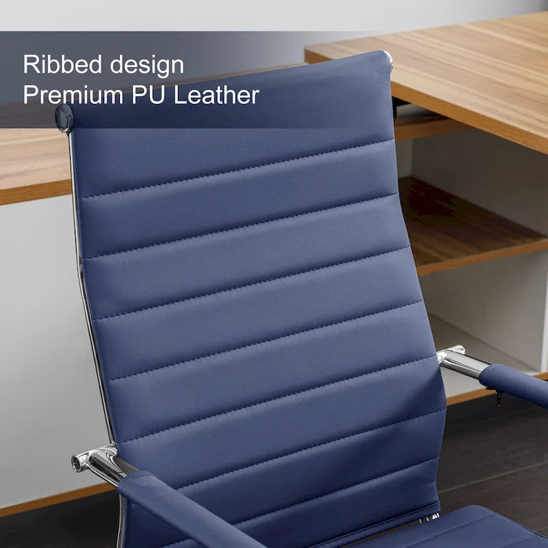 Chaise pivotante ergonomique en cuir PU côtelé marron/bleu/blanc/noir/gris, siège individuel