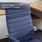 Chaise pivotante ergonomique en cuir PU côtelé marron/bleu/blanc/noir/gris, siège individuel