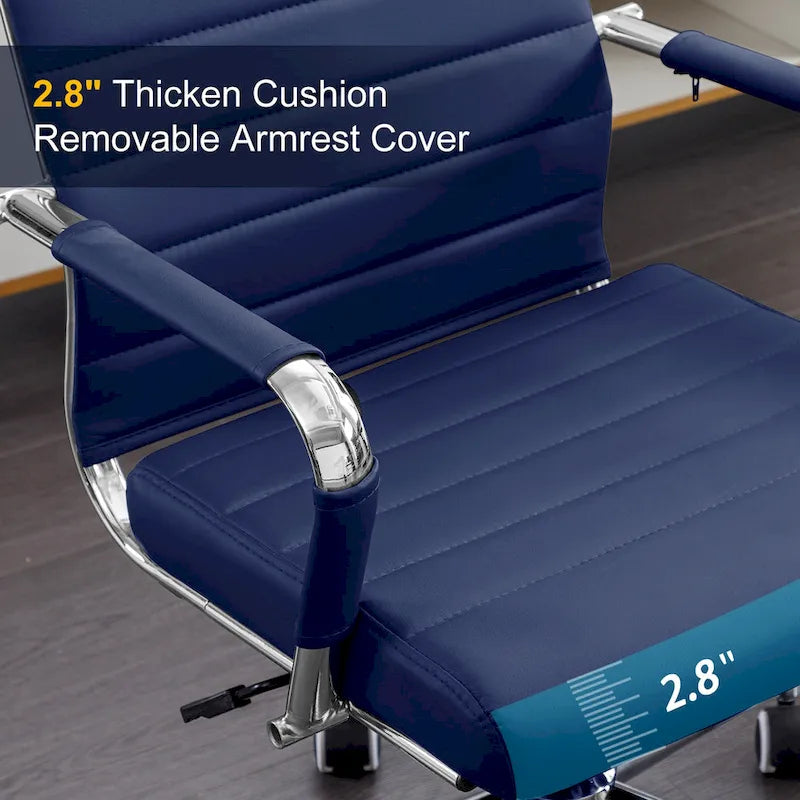 Chaise pivotante ergonomique en cuir PU côtelé marron/bleu/blanc/noir/gris, siège individuel