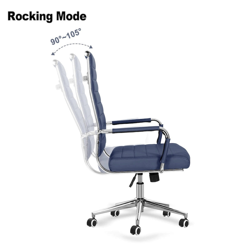 Chaise pivotante ergonomique en cuir PU côtelé marron/bleu/blanc/noir/gris, siège individuel