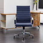 Chaise pivotante ergonomique en cuir PU côtelé marron/bleu/blanc/noir/gris, siège individuel