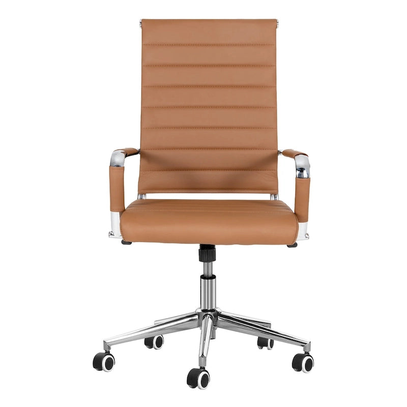 Chaise pivotante ergonomique en cuir PU côtelé marron/bleu/blanc/noir/gris, siège individuel