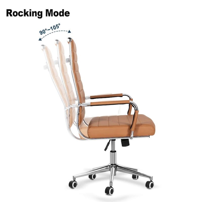 Chaise pivotante ergonomique en cuir PU côtelé marron/bleu/blanc/noir/gris, siège individuel