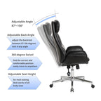 Fauteuil de bureau pivotant dossier haut en cuir PU noir/gris/café/chameau&noir, 1 personne