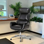 Fauteuil de bureau pivotant dossier haut en cuir PU noir/gris/café/chameau&noir, 1 personne