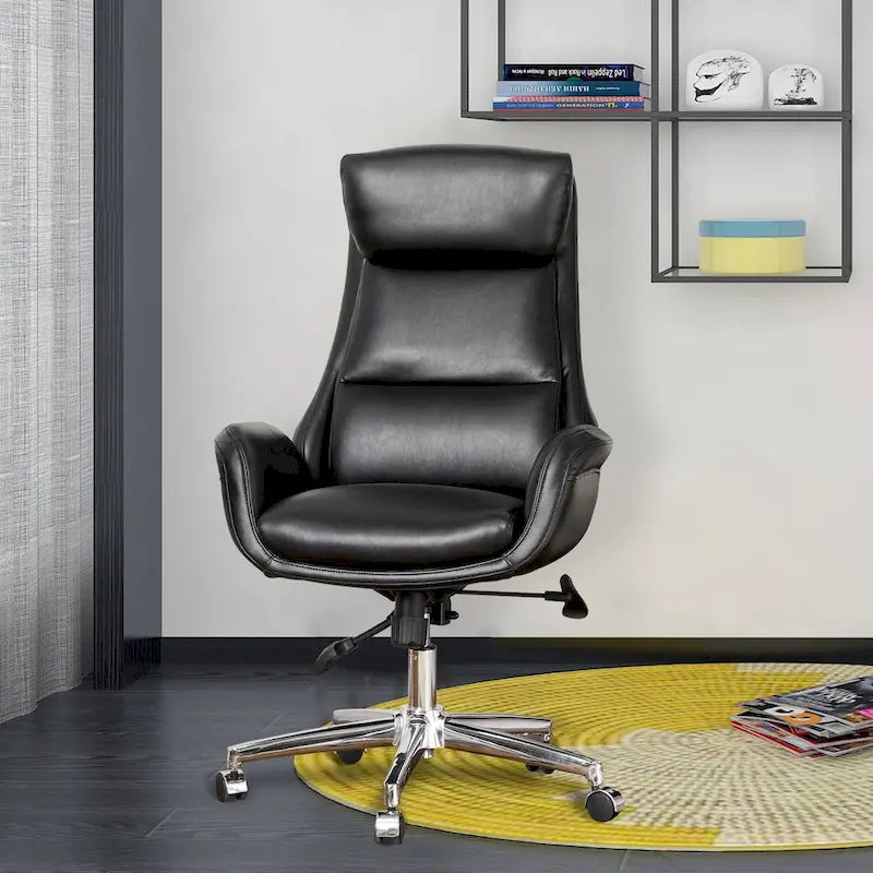Fauteuil de bureau pivotant dossier haut en cuir PU noir/gris/café/chameau&noir, 1 personne