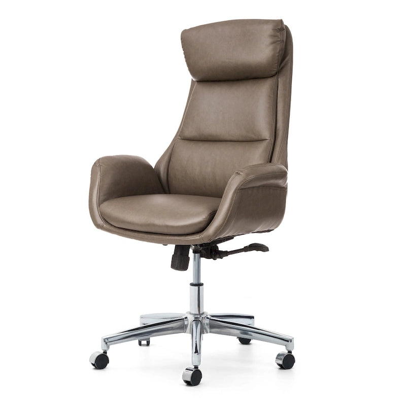 Fauteuil de bureau pivotant dossier haut en cuir PU noir/gris/café/chameau&noir, 1 personne