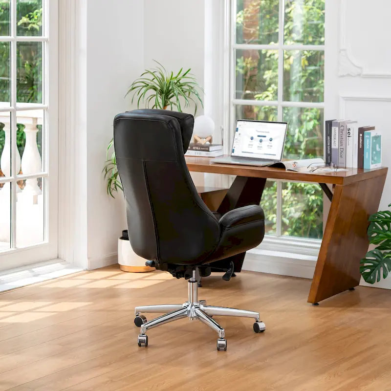 Fauteuil de bureau pivotant dossier haut en cuir PU noir/gris/café/chameau&noir, 1 personne