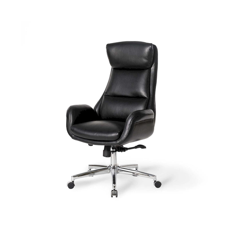 Fauteuil de bureau pivotant dossier haut en cuir PU noir/gris/café/chameau&noir, 1 personne