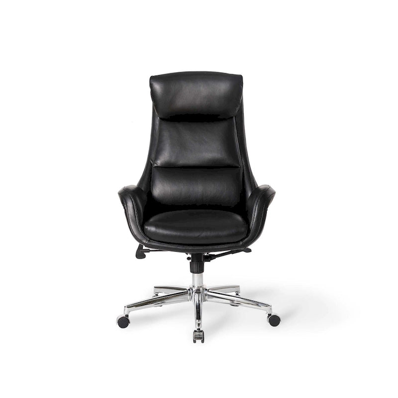 Fauteuil de bureau pivotant dossier haut en cuir PU noir/gris/café/chameau&noir, 1 personne