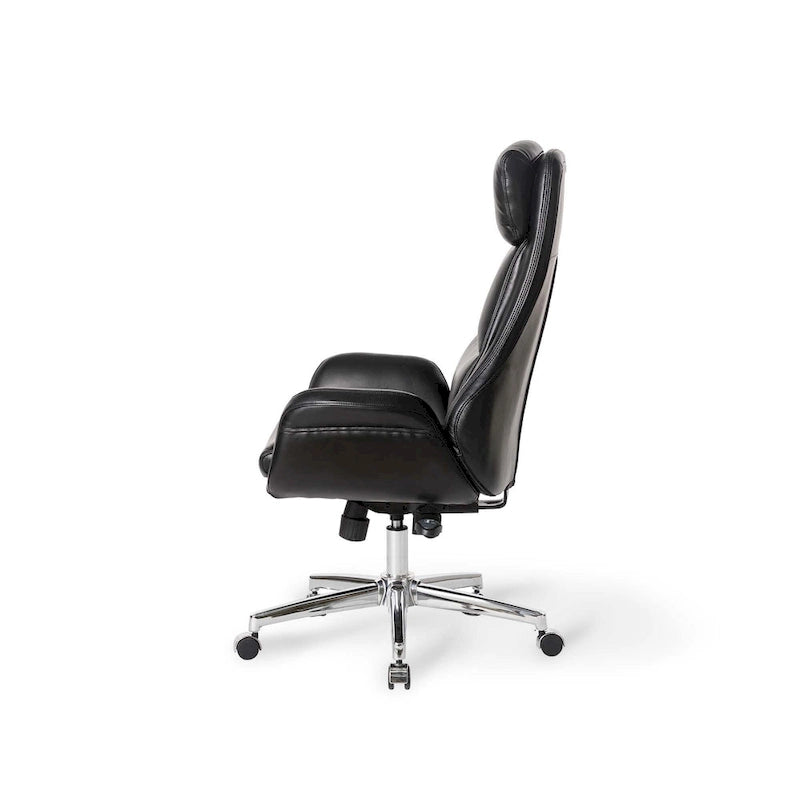 Fauteuil de bureau pivotant dossier haut en cuir PU noir/gris/café/chameau&noir, 1 personne