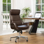 Fauteuil de bureau pivotant dossier haut en cuir PU noir/gris/café/chameau&noir, 1 personne