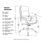 Fauteuil de bureau pivotant dossier haut en cuir PU noir/gris/café/chameau&noir, 1 personne