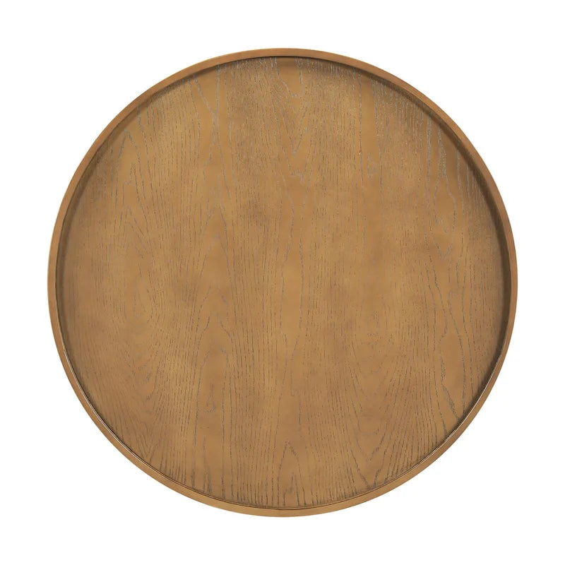 Table basse ronde en rotin marron, assemblage par 2 personnes