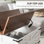 Table basse carrée à plateau relevable avec rangement dissimulé, coloris blanc antique/naturel/blanc