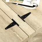 Table basse carrée à plateau relevable avec rangement dissimulé, coloris blanc antique/naturel/blanc