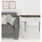 Table d'appoint carrée ivoire et marron – Plateau en bois, Table d'appoint 1 personne