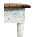 Table d'appoint carrée ivoire et marron – Plateau en bois, Table d'appoint 1 personne