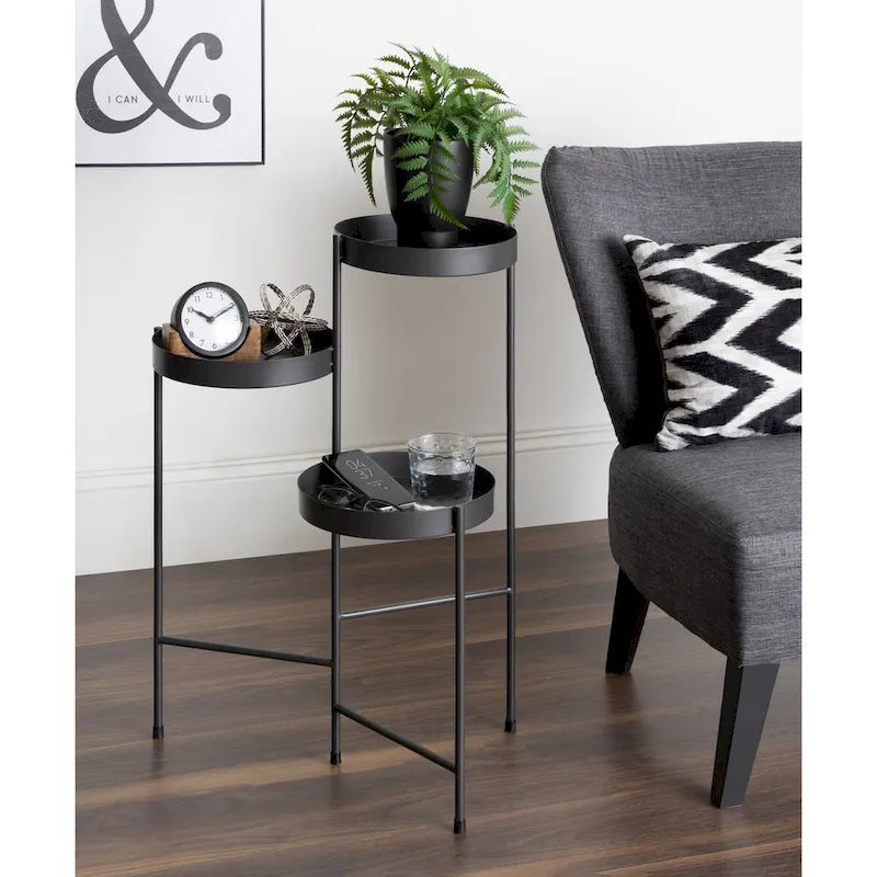 Support de plantes à 3 niveaux en métal, multicolore, 16x21x30 po