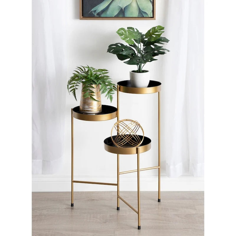 Support de plantes à 3 niveaux en métal, multicolore, 16x21x30 po