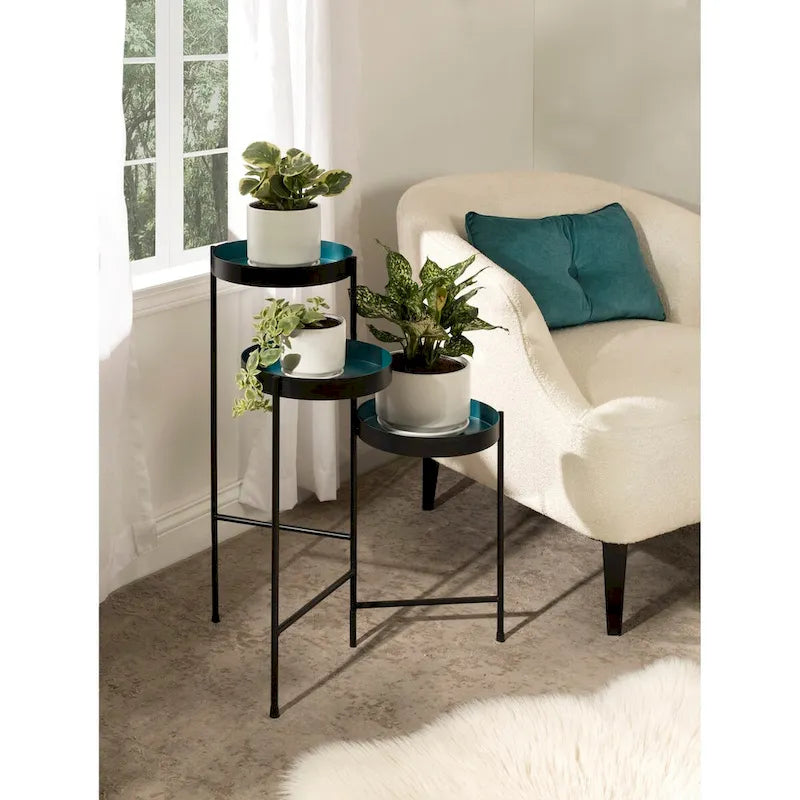 Support de plantes à 3 niveaux en métal, multicolore, 16x21x30 po