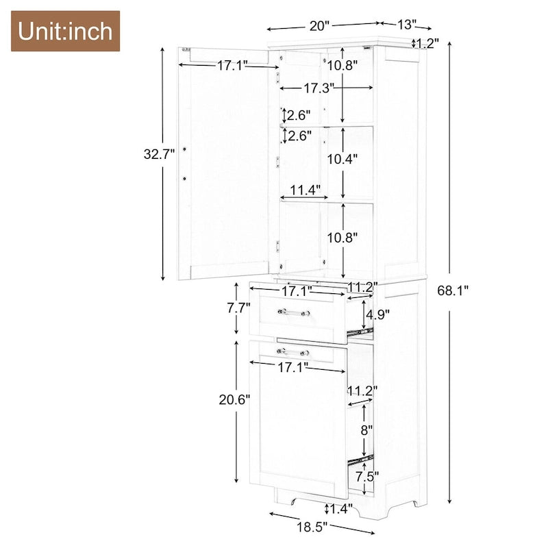 Armoire de rangement haute autoportante grise / blanche / noire, 2 tiroirs, étagère réglable, assemblage par 1 personne