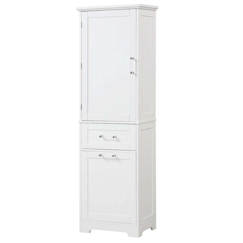 Armoire de rangement haute autoportante grise / blanche / noire, 2 tiroirs, étagère réglable, assemblage par 1 personne