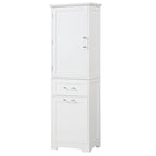 Armoire de rangement haute autoportante grise / blanche / noire, 2 tiroirs, étagère réglable, assemblage par 1 personne