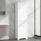 Armoire de rangement haute autoportante grise / blanche / noire, 2 tiroirs, étagère réglable, assemblage par 1 personne