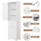 Armoire de rangement haute autoportante grise / blanche / noire, 2 tiroirs, étagère réglable, assemblage par 1 personne