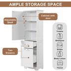 Armoire de rangement haute autoportante grise / blanche / noire, 2 tiroirs, étagère réglable, assemblage par 1 personne