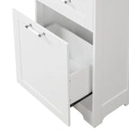 Armoire de rangement haute autoportante grise / blanche / noire, 2 tiroirs, étagère réglable, assemblage par 1 personne
