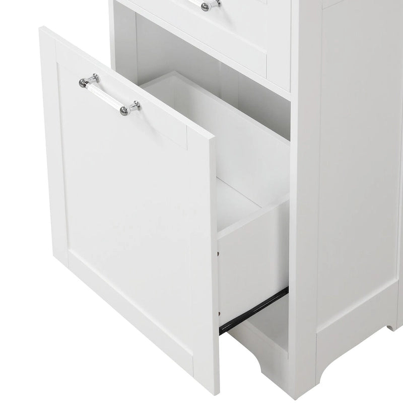 Armoire de rangement haute autoportante grise / blanche / noire, 2 tiroirs, étagère réglable, assemblage par 1 personne
