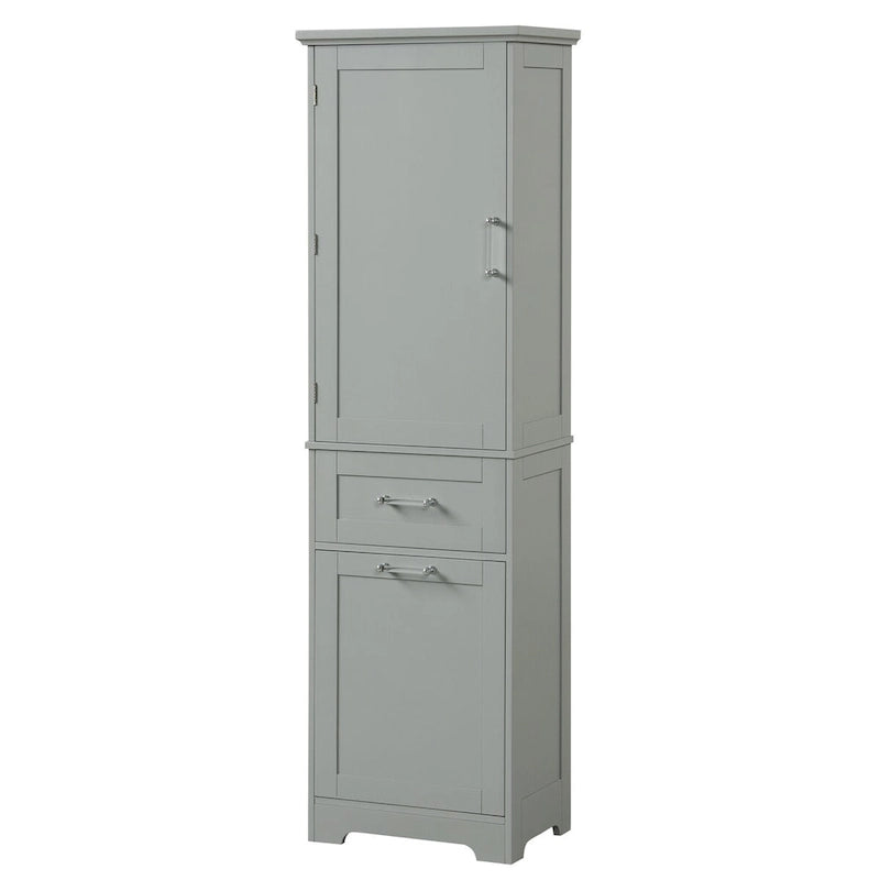 Armoire de rangement haute autoportante grise / blanche / noire, 2 tiroirs, étagère réglable, assemblage par 1 personne