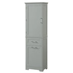 Armoire de rangement haute autoportante grise / blanche / noire, 2 tiroirs, étagère réglable, assemblage par 1 personne