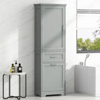 Armoire de rangement haute autoportante grise / blanche / noire, 2 tiroirs, étagère réglable, assemblage par 1 personne