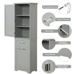 Armoire de rangement haute autoportante grise / blanche / noire, 2 tiroirs, étagère réglable, assemblage par 1 personne