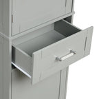 Armoire de rangement haute autoportante grise / blanche / noire, 2 tiroirs, étagère réglable, assemblage par 1 personne