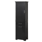 Armoire de rangement haute autoportante grise / blanche / noire, 2 tiroirs, étagère réglable, assemblage par 1 personne