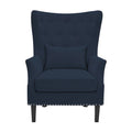 Fauteuil d'appoint dossier à oreilles en velours côtelé Myrtille / Noir moyen / Blanc crème – Une place