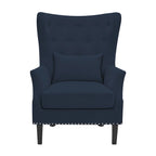 Fauteuil d'appoint dossier à oreilles en velours côtelé Myrtille / Noir moyen / Blanc crème – Une place