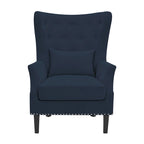 Fauteuil d'appoint dossier à oreilles en velours côtelé Myrtille / Noir moyen / Blanc crème – Une place