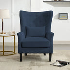 Fauteuil d'appoint dossier à oreilles en velours côtelé Myrtille / Noir moyen / Blanc crème – Une place