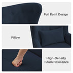 Fauteuil d'appoint dossier à oreilles en velours côtelé Myrtille / Noir moyen / Blanc crème – Une place