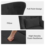 Fauteuil d'appoint dossier à oreilles en velours côtelé Myrtille / Noir moyen / Blanc crème – Une place