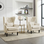 Fauteuil d'appoint dossier à oreilles en velours côtelé Myrtille / Noir moyen / Blanc crème – Une place