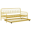 Lit de repos en métal doré avec lit gigogne, taille jumeau, 2 couchages