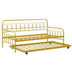 Lit de repos en métal doré avec lit gigogne, taille jumeau, 2 couchages